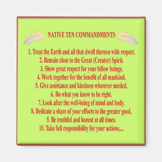 Native 10 Commandments Square Magnet Magneet (Voorkant)