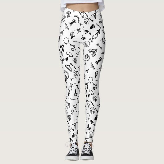 Native American Afbeelding Symbols Leggings (Voorkant)