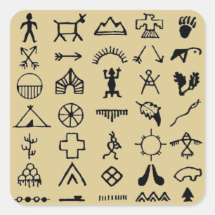 Native American Afbeelding Symbols Vierkante Sticker
