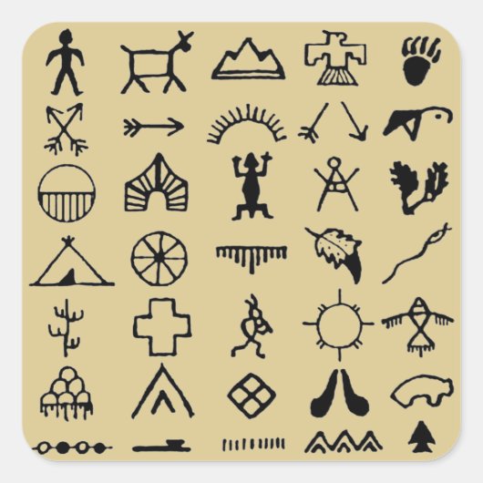 Native American Afbeelding Symbols Vierkante Sticker (Voorkant)