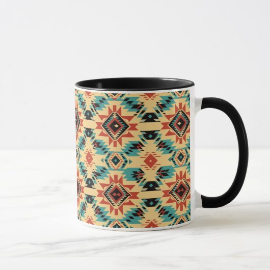 Native American Aztec Design in blauw, roest en br Mok (Rechts)
