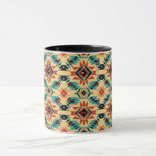 Native American Aztec Design in blauw, roest en br Mok (Midden)