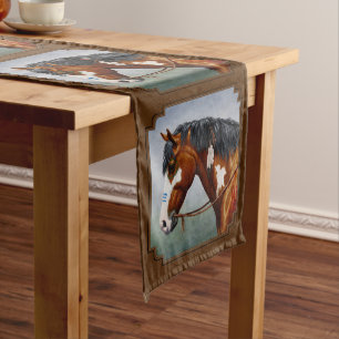Native American Bay Pinto Horse Brown Medium Tafelloper