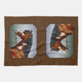 Native American Bay Pinto Horse Brown Theedoek (Horizontaal)