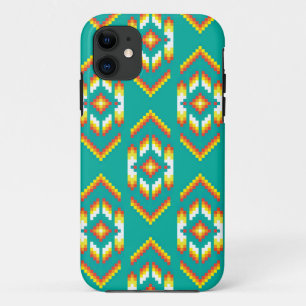 Native American Bead Design, Red, Blue, Grey, Purp iPhone 11 Hoesje