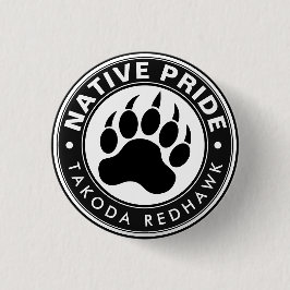 Native American Bear Paw Logo Personalized Name Ronde Button 3,2 Cm