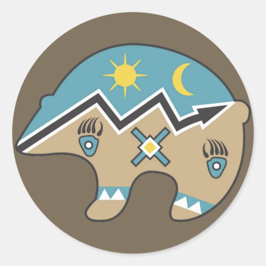 Native American Beer, blauw, bruin Ronde Sticker (Voorkant)