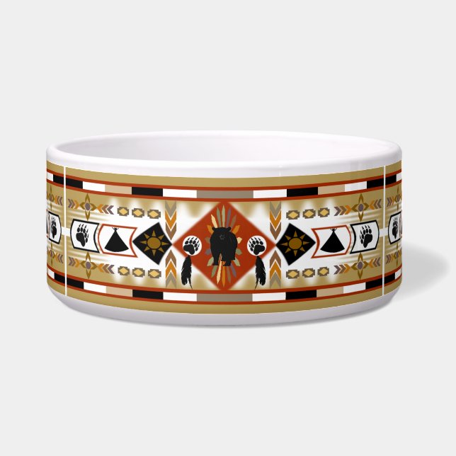 Native American Beer Clan Pet Bowl Voerbakje (Voorkant)