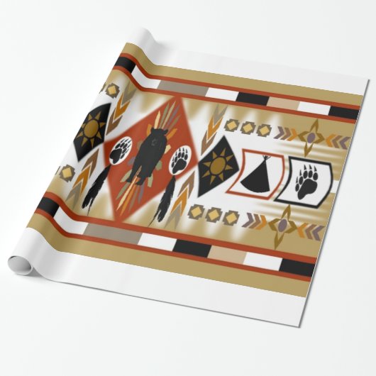 Native American Beer Clan Wrapping Paper Cadeaupapier (Uitgerold)