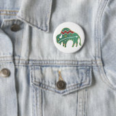 Native American Bison, groen Ronde Button 5,7 Cm (In situ)