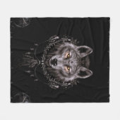Native American Black Wolf Fleece Deken (Voorkant (Horizontaal))