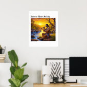 Native-American blauw en Geel Digitaal schilderach Poster (Thuiskantoor)