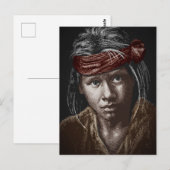 Native American Boy my carte postale de dessin de (Devant / Derrière)