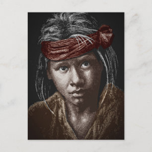 Native American Boy my carte postale de dessin de