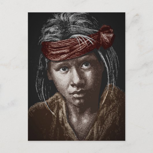 Native American Boy my carte postale de dessin de (Devant)