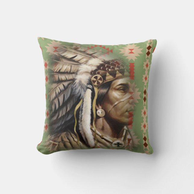 Native American Brave Kussen (Voorkant)