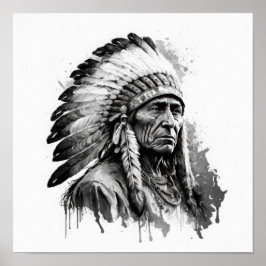 Native American Chief Art Print Poster