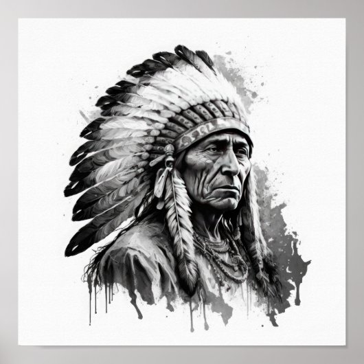 Native American Chief Art Print Poster (Voorkant)