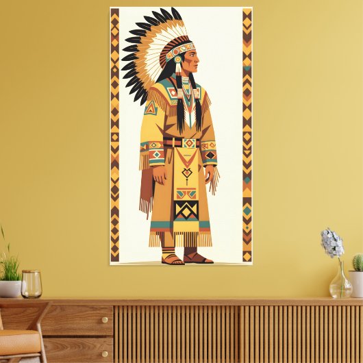 Native American Chief Canvas Afdruk (Insitu (Woonkamer))