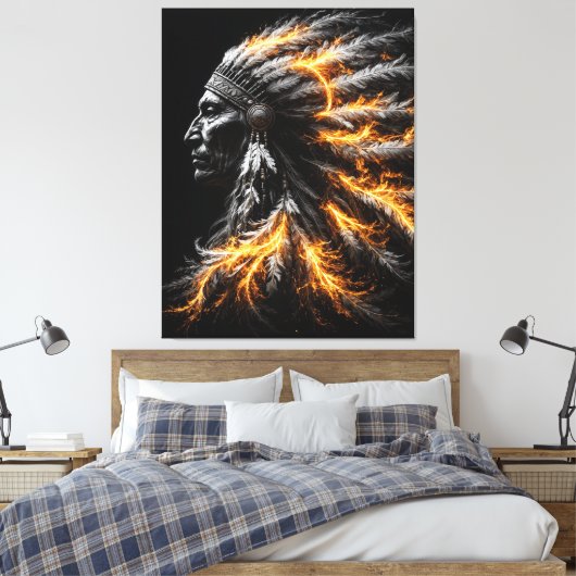Native American Chief Canvas Afdruk (Insitu (Slaapkamer))
