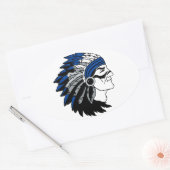 Native American Chief met rode hoofdtooi Ovale Sticker (Envelop)