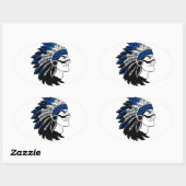 Native American Chief met rode hoofdtooi Ovale Sticker (Vel)