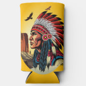 Native American Chief op wilde landschap zonsonder (Voorkant)