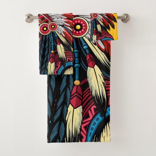 Native American Chief op wilde landschap zonsonder Bad Handdoek (Insitu)
