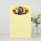 Native American Chief op wilde landschap zonsonder Briefpapier (Staand voorkant)
