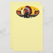 Native American Chief op wilde landschap zonsonder Briefpapier (Voorkant / Achterkant)