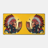 Native American Chief op wilde landschap zonsonder Bureaumat (Voorkant)