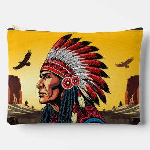 Native American Chief op wilde landschap zonsonder Etui