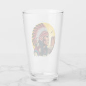 Native American Chief op wilde landschap zonsonder Glas (Achterkant)