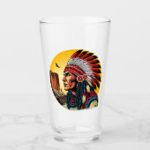 Native American Chief op wilde landschap zonsonder Glas (Voorkant)
