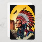 Native American Chief op wilde landschap zonsonder Kaart (Voorkant / Achterkant)