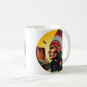 Native American Chief op wilde landschap zonsonder Koffiemok (Voorkant rechts)