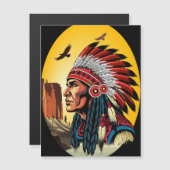 Native American Chief op wilde landschap zonsonder Magnetische Uitnodiging (Voorkant / Achterkant)