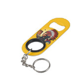 Native American Chief op wilde landschap zonsonder Mini Flessenopener (Achterkant Gekanteld)