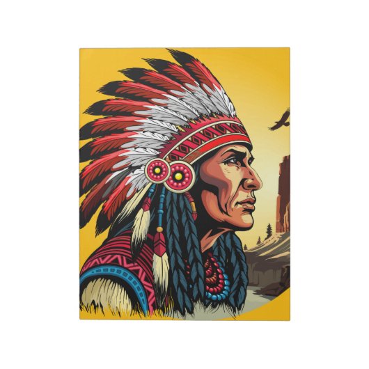 Native American Chief op wilde landschap zonsonder Notitieblok (Gedraaid)