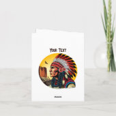 Native American Chief op wilde landschap zonsonder Notitiekaartje (Achterkant)
