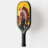 Native American Chief op wilde landschap zonsonder Pickleball Paddle (Links)