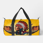 Native American Chief op wilde landschap zonsonder Plunjezak (Voorkant)