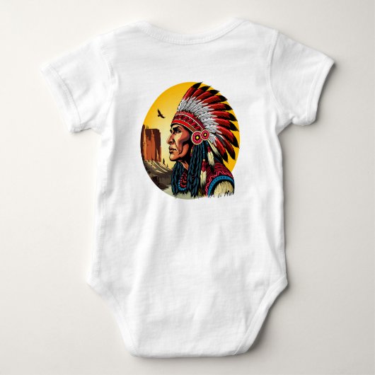 Native American Chief op wilde landschap zonsonder Romper (Achterkant)