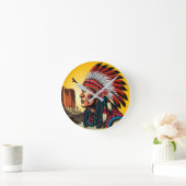 Native American Chief op wilde landschap zonsonder Ronde Klok (Huis)