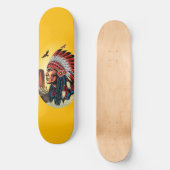 Native American Chief op wilde landschap zonsonder Skateboard (Voorkant)