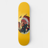 Native American Chief op wilde landschap zonsonder Skateboard (Voorkant)