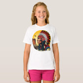 Native American Chief op wilde landschap zonsonder T-shirt (Voorkant volledig)