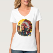 Native American Chief op wilde landschap zonsonder T-shirt (Voorkant)