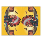 Native American Chief op wilde landschap zonsonder Tafelkleed (Voorkant (Horizontaal))