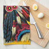 Native American Chief op wilde landschap zonsonder Theedoek (Quarter Fold)